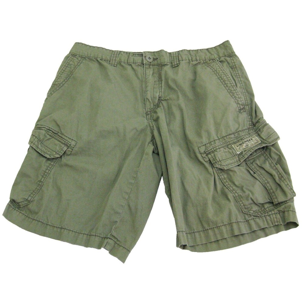 UNIONBAY Cargo Shorts Mens Size 32 Green Walking Hiking Shorts 6 Pockets Zip Fly